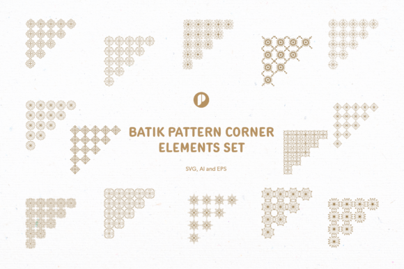 Batik Pattern Corner Elements: Graphics & Illustrations