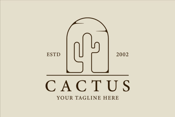 Cactus Line Art Logo: Minimalist Vector Graphics & Logos