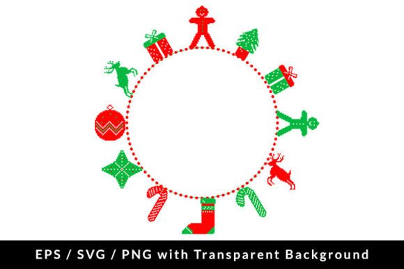 Christmas Frame Pixel Art SVG EPS PNG