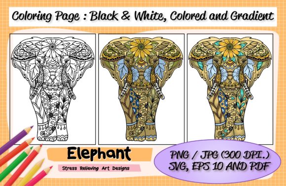 Elephant Coloring Page: Graphics & Coloring Pages Amp