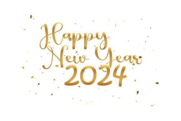 Gold Happy New Year 2024 Typography Under the Needle