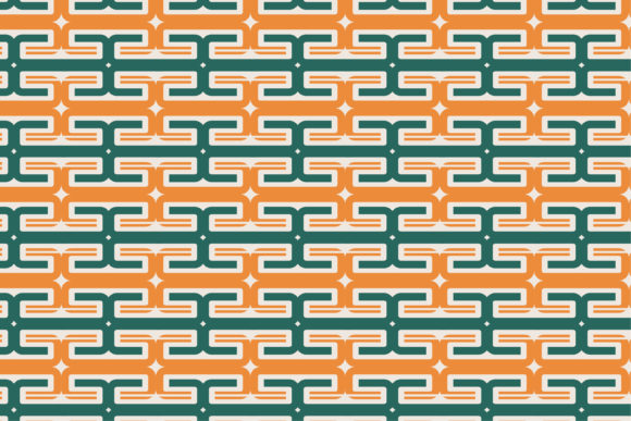 Green Orange Stripped Line Star Pattern Graphics