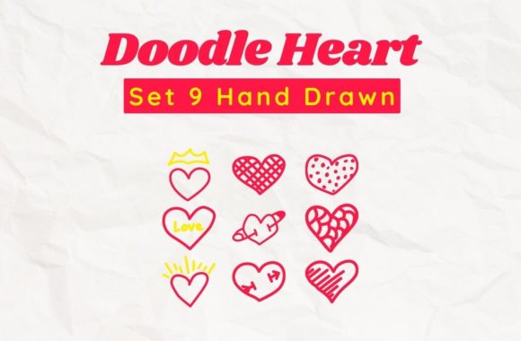 Hand Drawn Doodle Heart Graphics & Decorative Elements