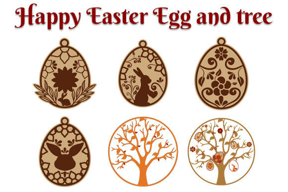 Happy Easter Egg and Tree Laser Cut for Spring Amp