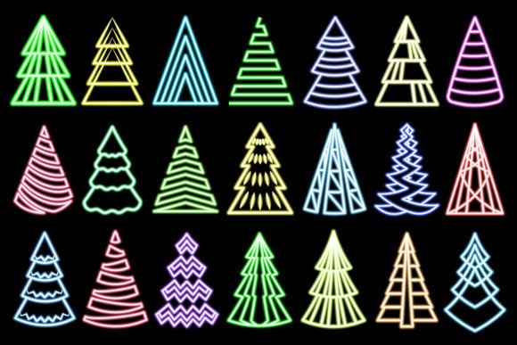 Neon Christmas Trees Graphics & Illustrations Review