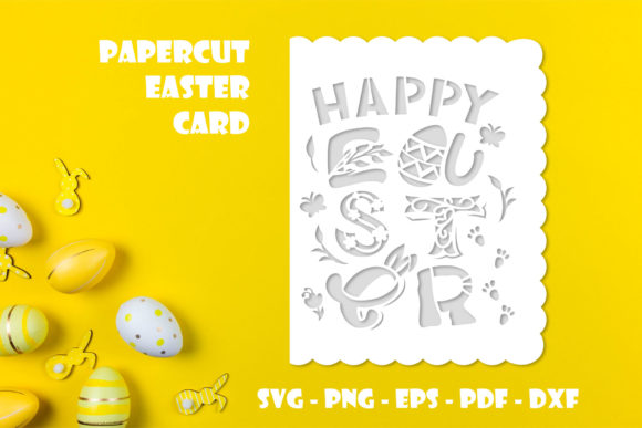 Papercut Easter Card SVG Graphics for Crafts