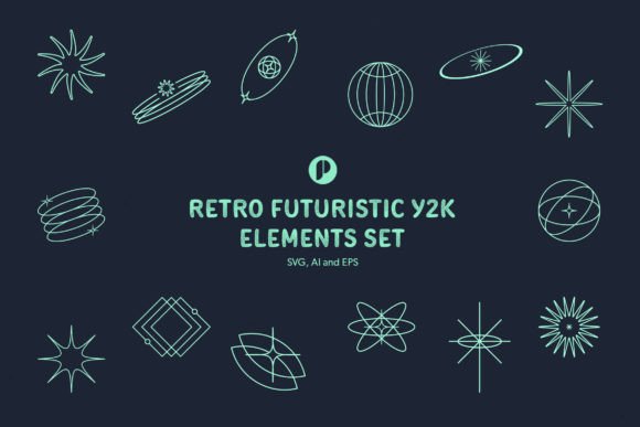Retro Futuristic Y2K Graphics & Illustrations Set Review