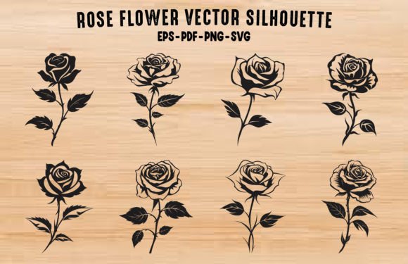 Rose Flower Vector Silhouettes: Graphics & Illustrations
