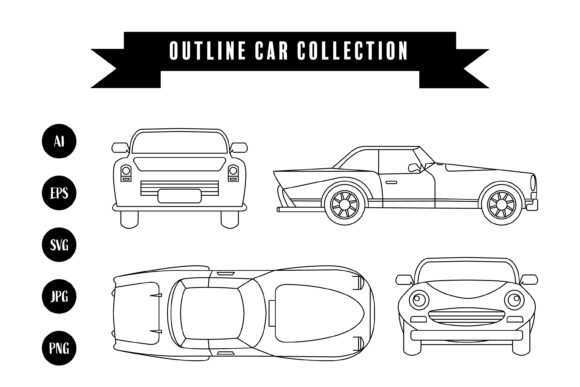Sports Car Outline Vector Design: Graphics & Decorative Elements